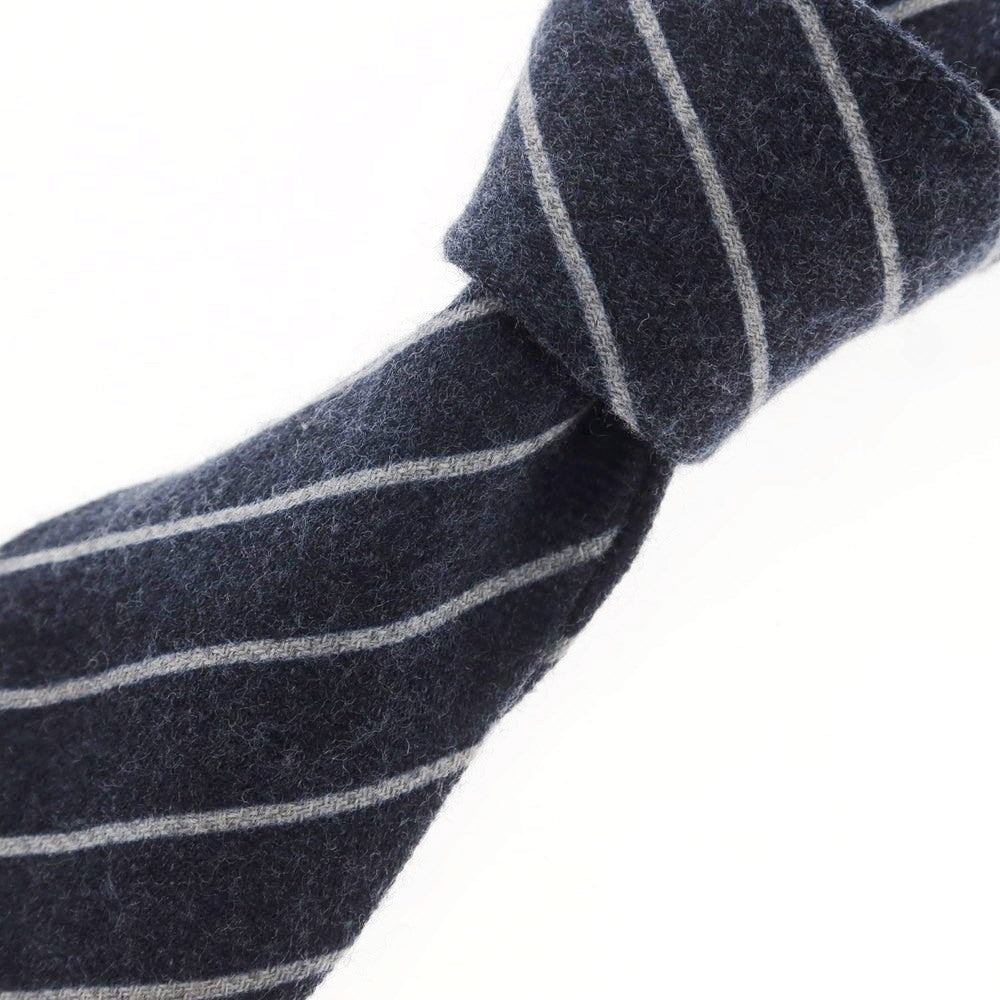 【中古】ルイジ ボレッリ Luigi Borrelli ウール ストライプ柄ネクタイ ダークネイビーxホワイト【 状態ランクB 】【 メンズ 】