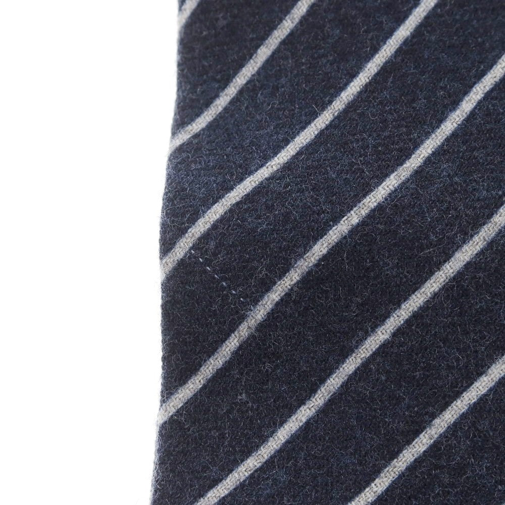 【中古】ルイジ ボレッリ Luigi Borrelli ウール ストライプ柄ネクタイ ダークネイビーxホワイト【 状態ランクB 】【 メンズ 】
