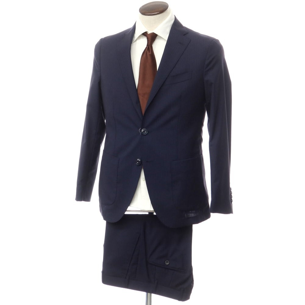 【中古】サルトリア ラトレ SARTORIA LATORRE ウール ストライプ セットアップ 3つボタンスーツ ネイビー【サイズ48】【NVY】【S/S】【状態ランクB】【メンズ】【759391】