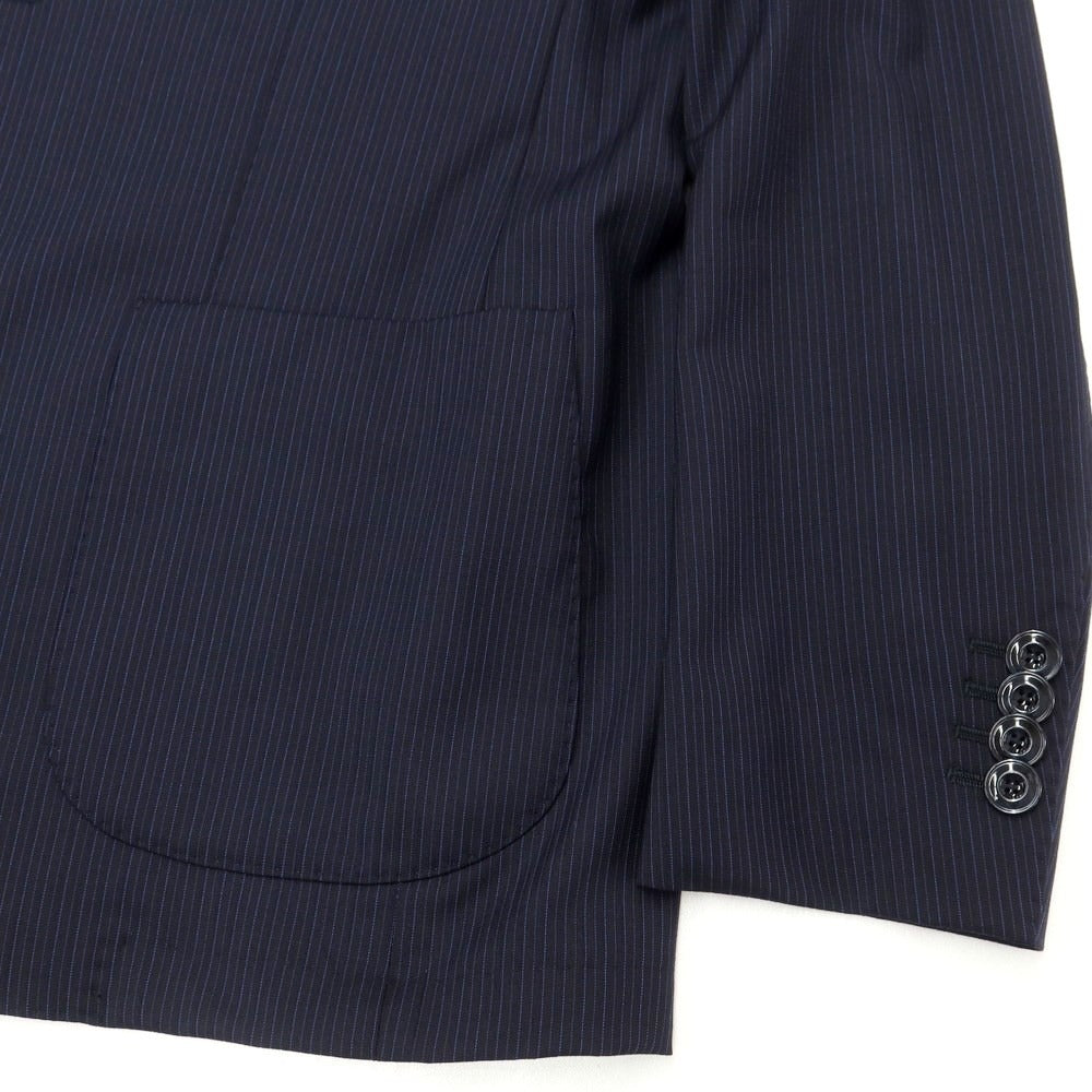 【中古】サルトリア ラトレ SARTORIA LATORRE ウール ストライプ セットアップ 3つボタンスーツ ネイビー【サイズ48】【NVY】【S/S】【状態ランクB】【メンズ】【759391】