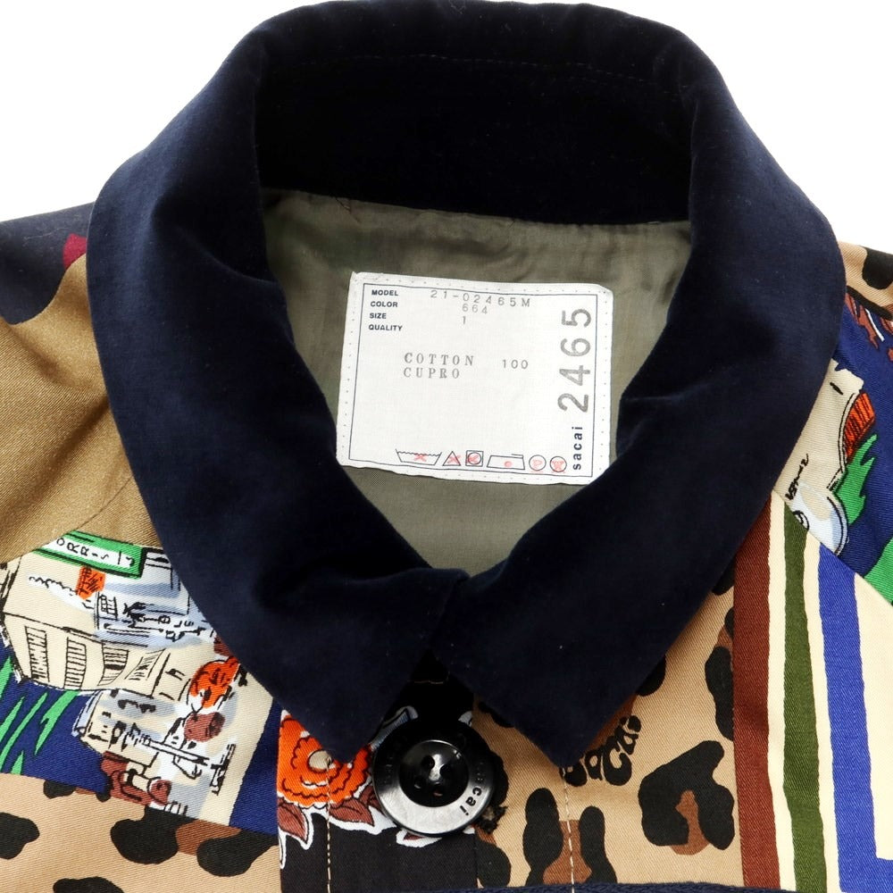 【中古】サカイ Sacai × Hank Willis Thomas コットン パッチワーク ステンカラーコート マルチカラー【 1 】【 状態ランクA 】【 メンズ 】
