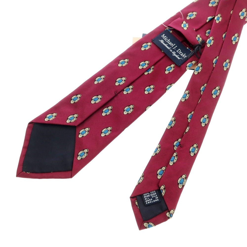 【中古】【未使用】マイケル J ドレイク Michael J. Drake シルク 小紋柄ネクタイ ダークパープル【 状態ランクS 】【 メンズ 】