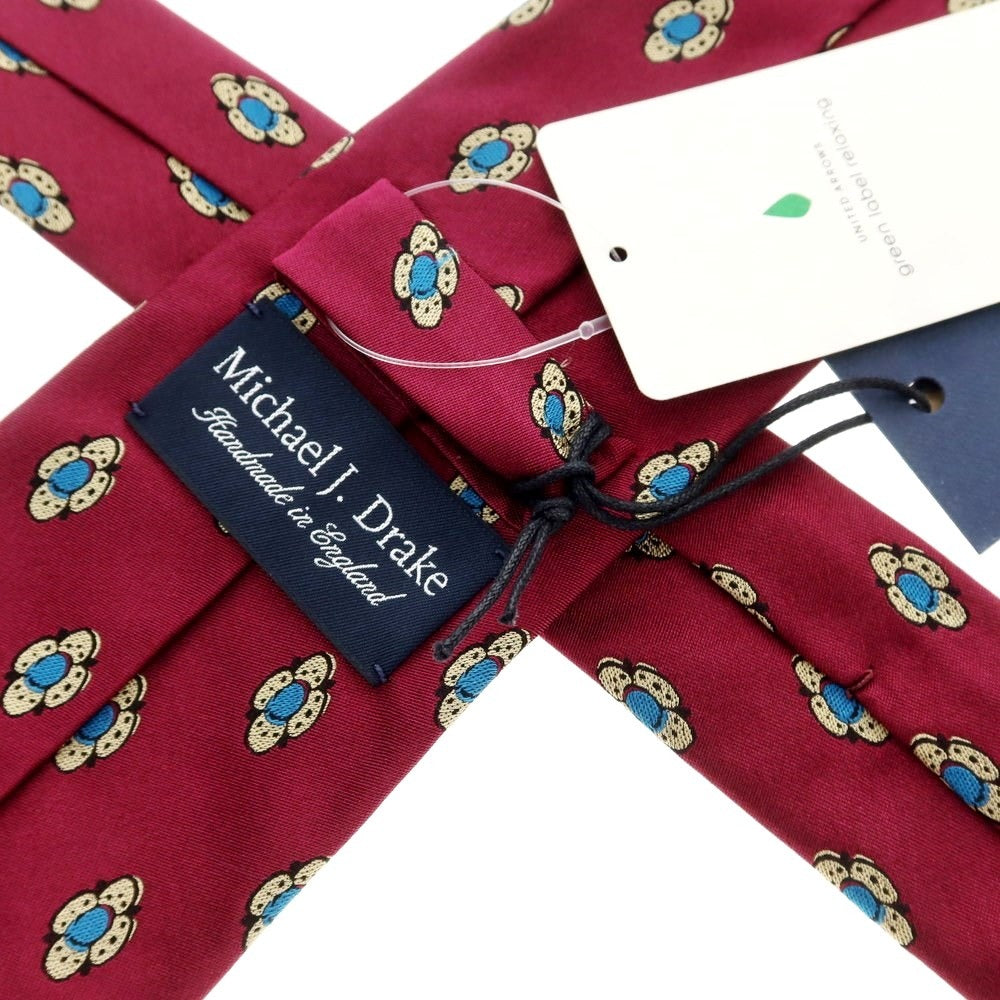 【中古】【未使用】マイケル J ドレイク Michael J. Drake シルク 小紋柄ネクタイ ダークパープル【 状態ランクS 】【 メンズ 】