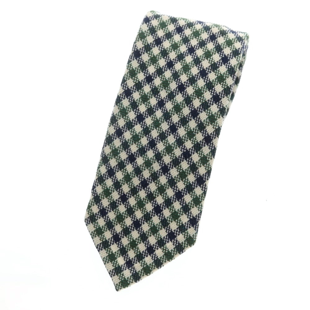 【中古】フィオリオ FIORIO ウールシルクリネン UNITED ARROWS別注 チェック柄ネクタイ グリーンxネイビー【サイズ-】【GRN】【A/W】【状態ランクB】【メンズ】【759175】