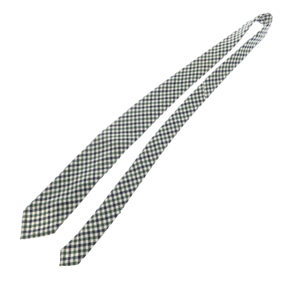 【中古】フィオリオ FIORIO ウールシルクリネン UNITED ARROWS別注 チェック柄ネクタイ グリーンxネイビー【サイズ-】【GRN】【A/W】【状態ランクB】【メンズ】【759175】