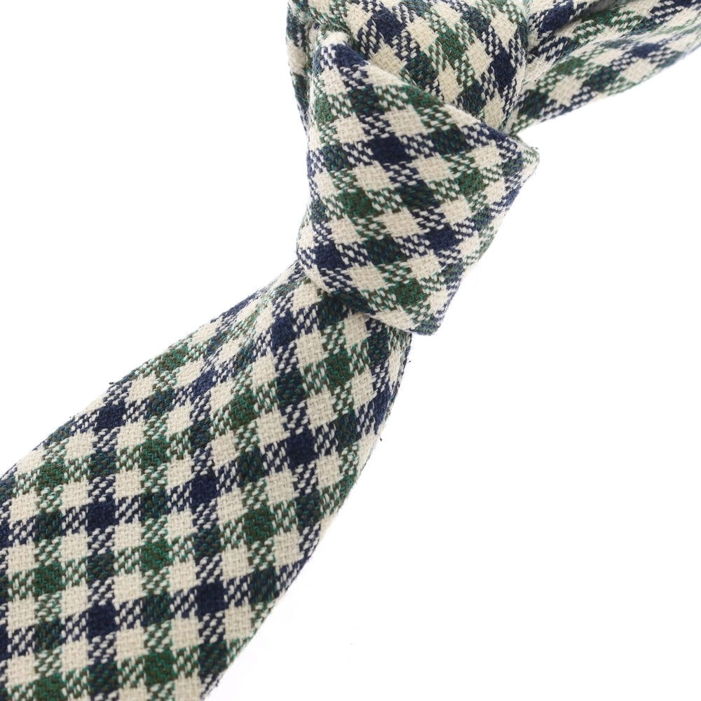 【中古】フィオリオ FIORIO ウールシルクリネン UNITED ARROWS別注 チェック柄ネクタイ グリーンxネイビー【サイズ-】【GRN】【A/W】【状態ランクB】【メンズ】【759175】