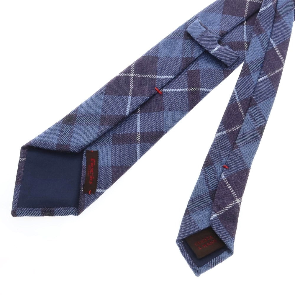 【中古】フィオリオ FIORIO ウールシルク チェック柄ネクタイ ライトブルーxパープル【サイズ-】【BLU】【A/W】【状態ランクB】【メンズ】【759175】