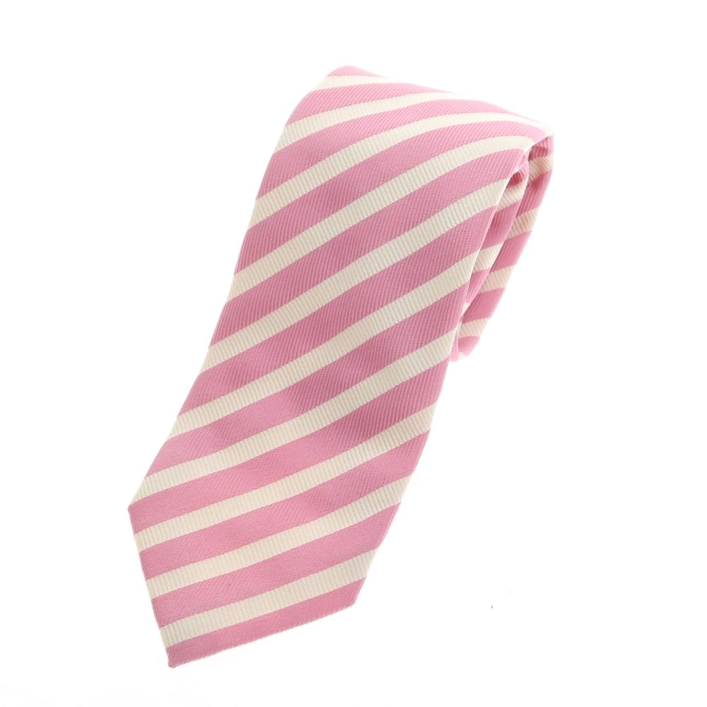 【中古】フランコバッシ FRANCO BASSI シルク ストライプ柄ネクタイ ピンクxホワイト【 状態ランクB 】【 メンズ 】