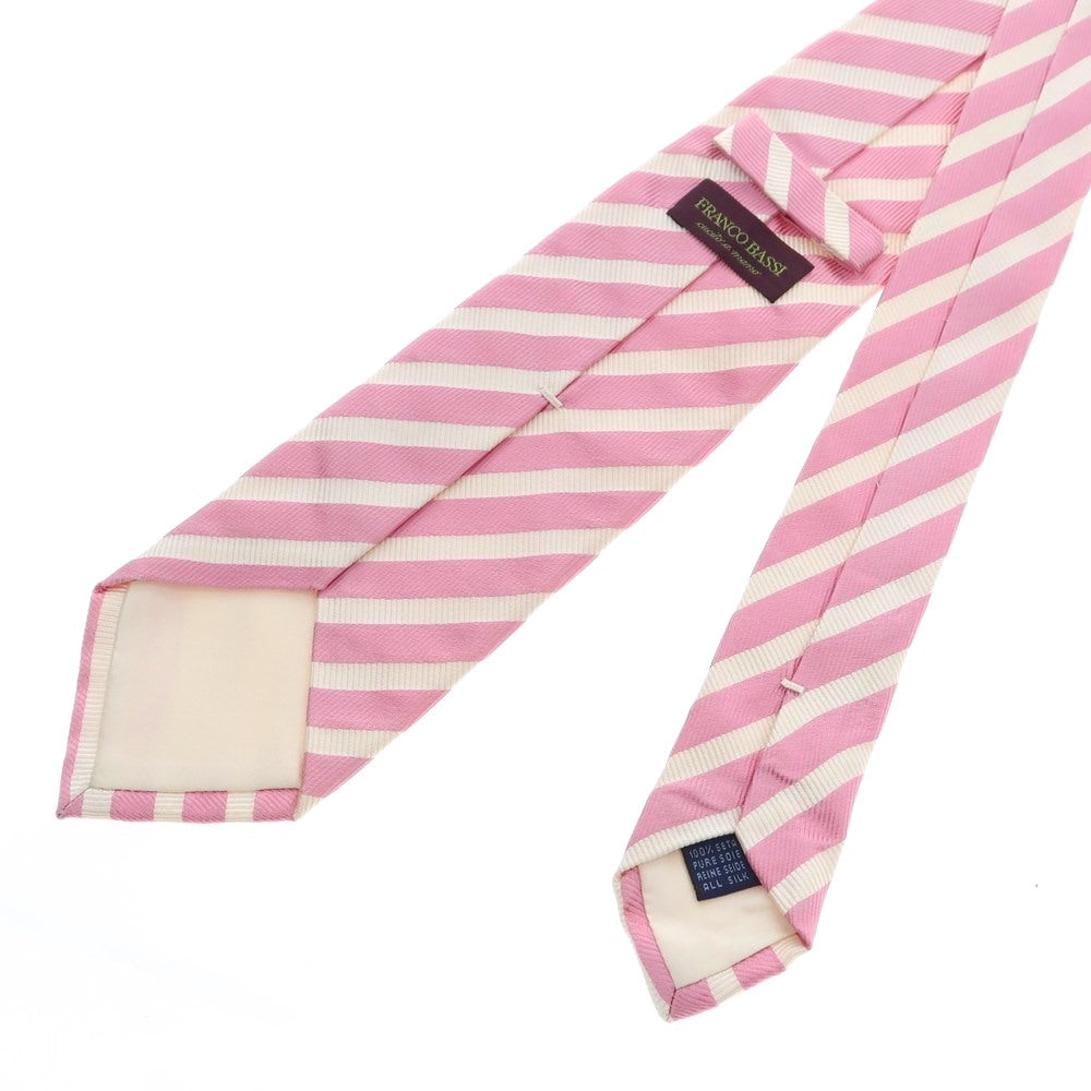 【中古】フランコバッシ FRANCO BASSI シルク ストライプ柄ネクタイ ピンクxホワイト【 状態ランクB 】【 メンズ 】