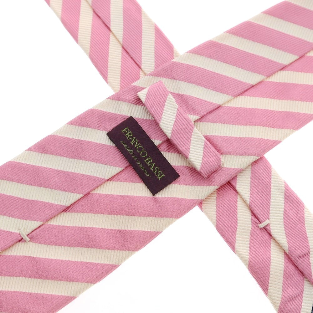 【中古】フランコバッシ FRANCO BASSI シルク ストライプ柄ネクタイ ピンクxホワイト【 状態ランクB 】【 メンズ 】