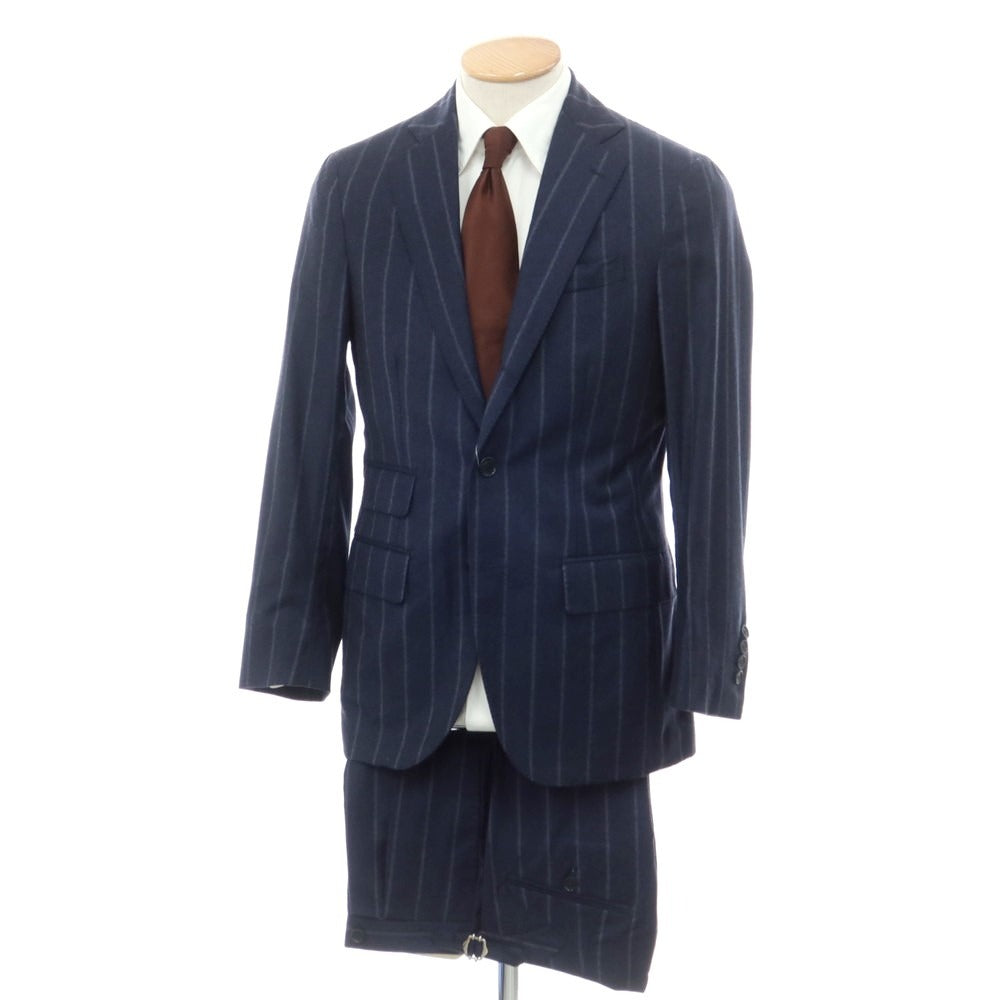 中古】デペトリロ DE PETRILLO ウール ストライプ 3つボタンスーツ 
