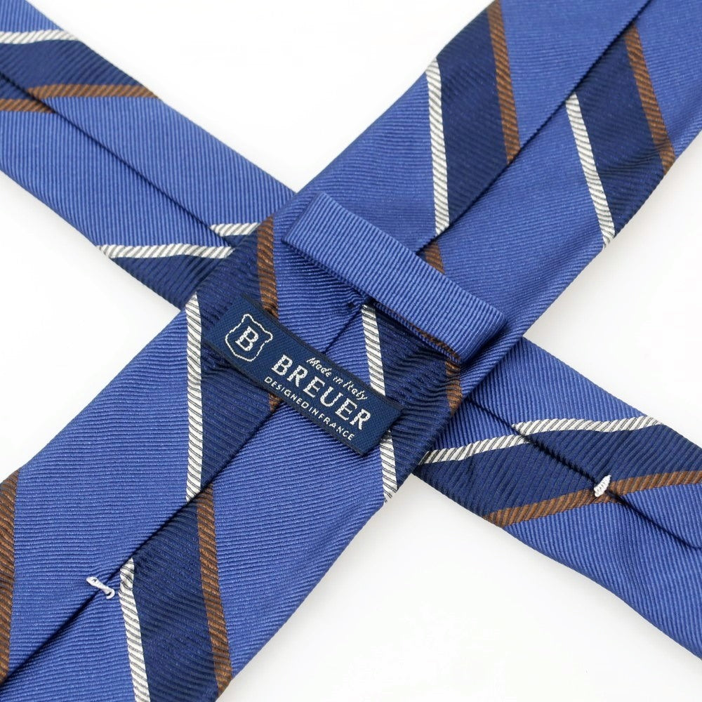 【中古】ブリューワー BREUER シルクコットン ストライプ柄ネクタイ ブルーxネイビー【 状態ランクB 】【 メンズ 】