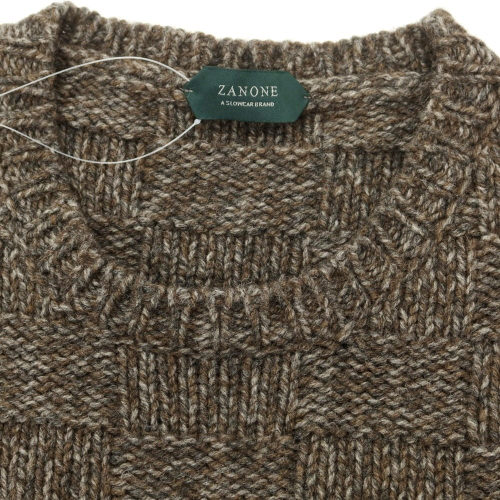 【中古】ザノーネ ZANONE ミドルゲージ ウール クルーネック プルオーバーニット ダークブラウン系【サイズ48】【BRW】【A/W】【状態ランクB】【メンズ】【759088】