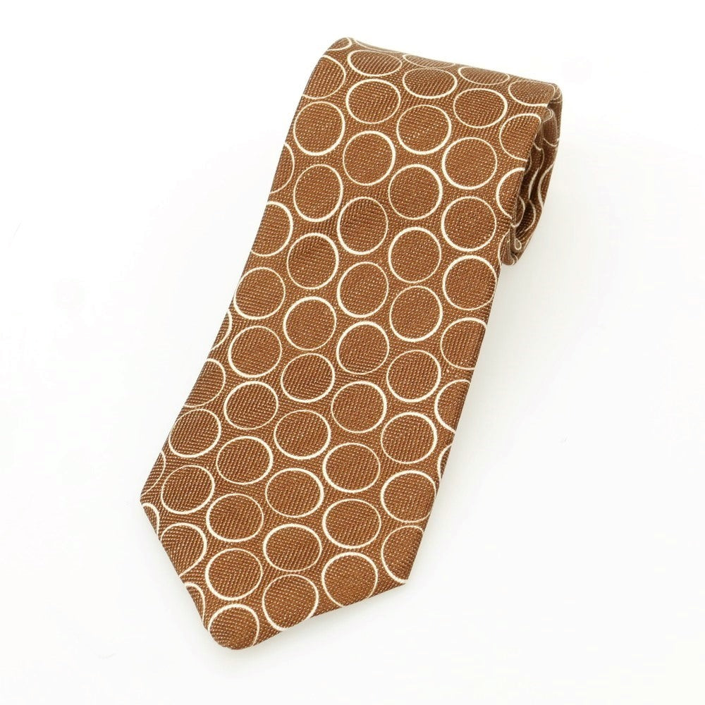 【中古】エリコフォルミコラ ERRICO FORMICOLA リネンシルク 小紋柄ネクタイ ライトブラウンxホワイト【 状態ランクB 】【 メンズ 】