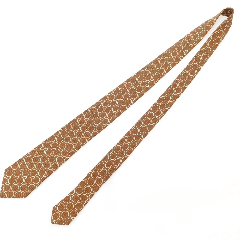 【中古】エリコフォルミコラ ERRICO FORMICOLA リネンシルク 小紋柄ネクタイ ライトブラウンxホワイト【 状態ランクB 】【 メンズ 】