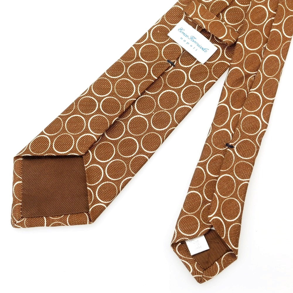 【中古】エリコフォルミコラ ERRICO FORMICOLA リネンシルク 小紋柄ネクタイ ライトブラウンxホワイト【 状態ランクB 】【 メンズ 】