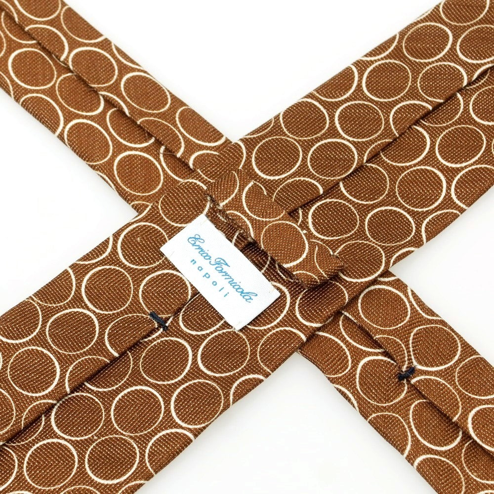 【中古】エリコフォルミコラ ERRICO FORMICOLA リネンシルク 小紋柄ネクタイ ライトブラウンxホワイト【 状態ランクB 】【 メンズ 】