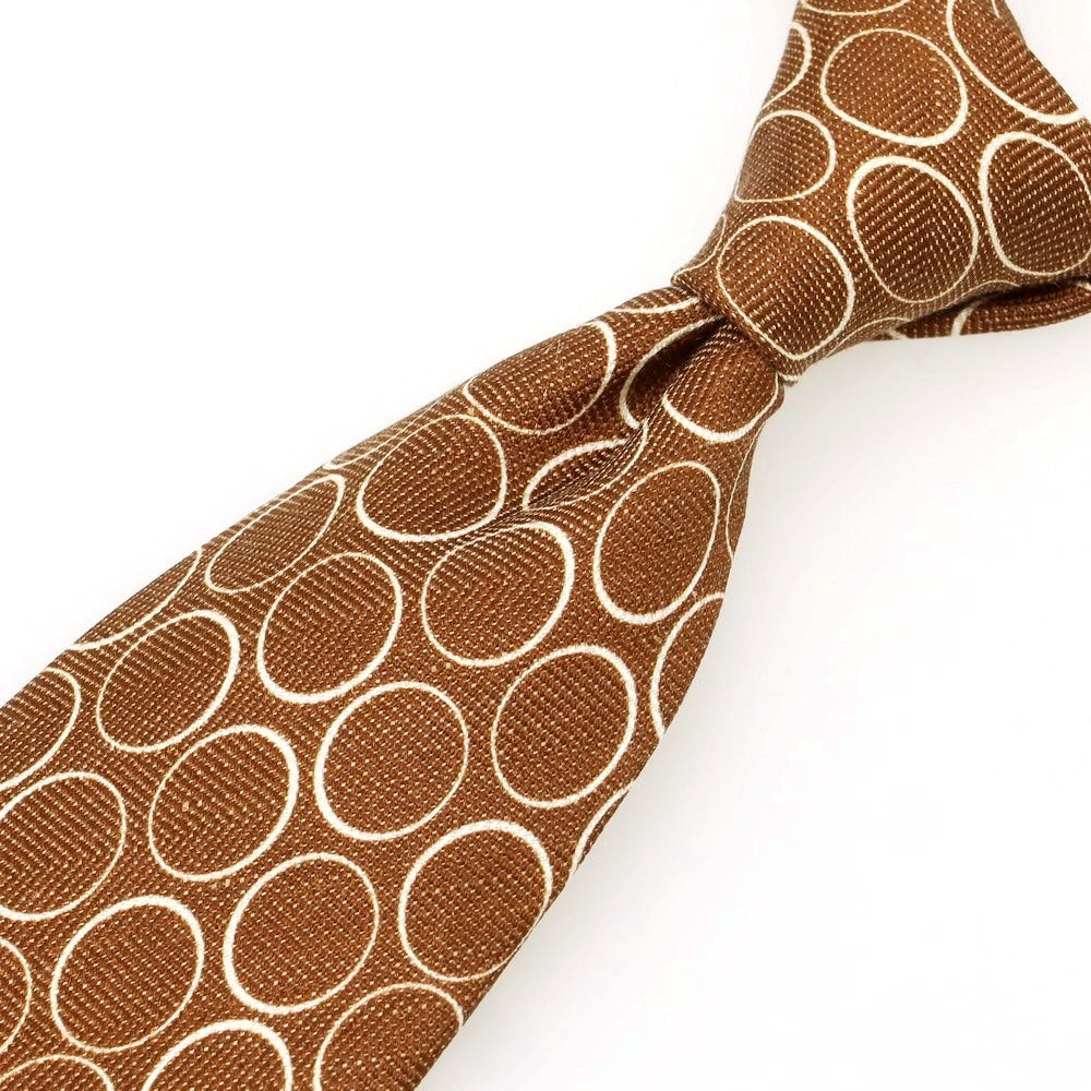 【中古】エリコフォルミコラ ERRICO FORMICOLA リネンシルク 小紋柄ネクタイ ライトブラウンxホワイト【 状態ランクB 】【 メンズ 】