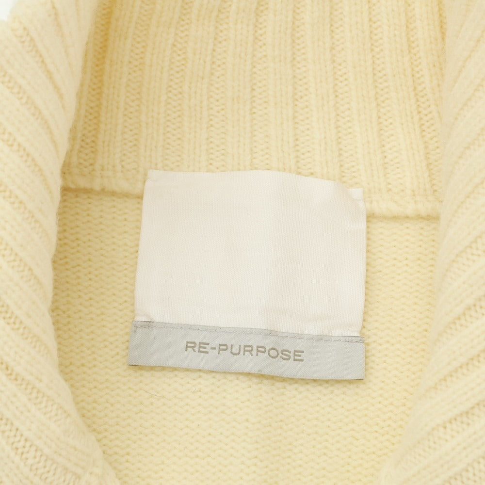 【中古】リパーパス RE-PURPOSE ミドルゲージ ウール スタンドカラー ジップアップ カーディガン クリームベージュ系【サイズL】【BEI】【A/W】【状態ランクB】【メンズ】【759088】