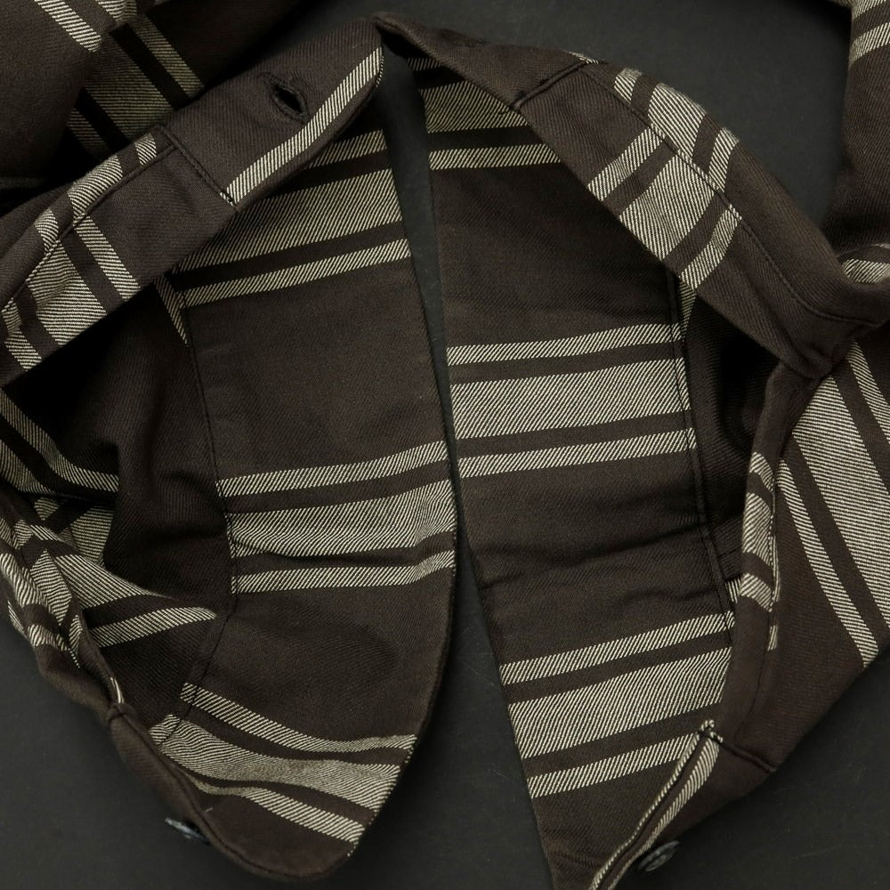 【中古】シンヤコズカ SHINYA KOZUKA オーバーサイズ ボーダー柄 シャツ カーキxオフホワイト【 SMALL 】【 状態ランクB 】【 メンズ 】