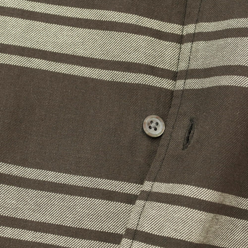 【中古】シンヤコズカ SHINYA KOZUKA オーバーサイズ ボーダー柄 シャツ カーキxオフホワイト【 SMALL 】【 状態ランクB 】【 メンズ 】