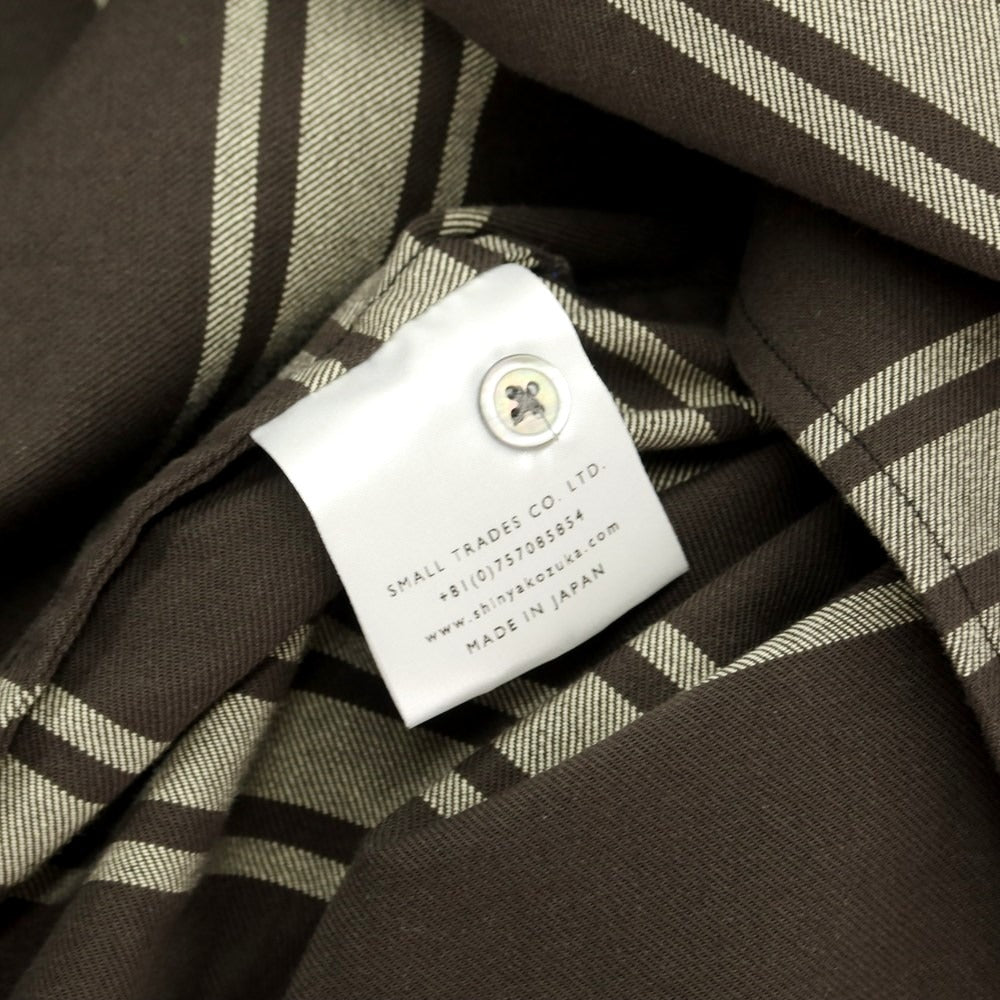 【中古】シンヤコズカ SHINYA KOZUKA オーバーサイズ ボーダー柄 シャツ カーキxオフホワイト【 SMALL 】【 状態ランクB 】【 メンズ 】