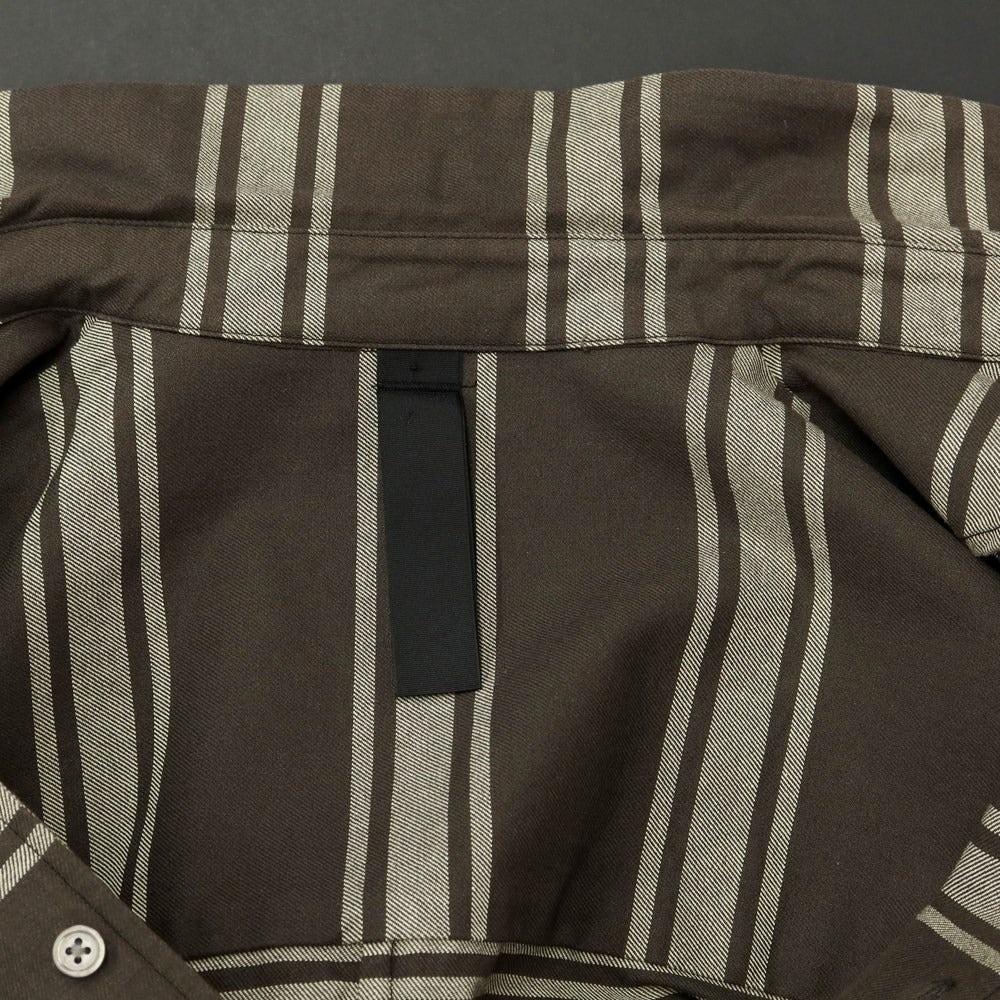 【中古】シンヤコズカ SHINYA KOZUKA オーバーサイズ ボーダー柄 シャツ カーキxオフホワイト【 SMALL 】【 状態ランクB 】【 メンズ 】