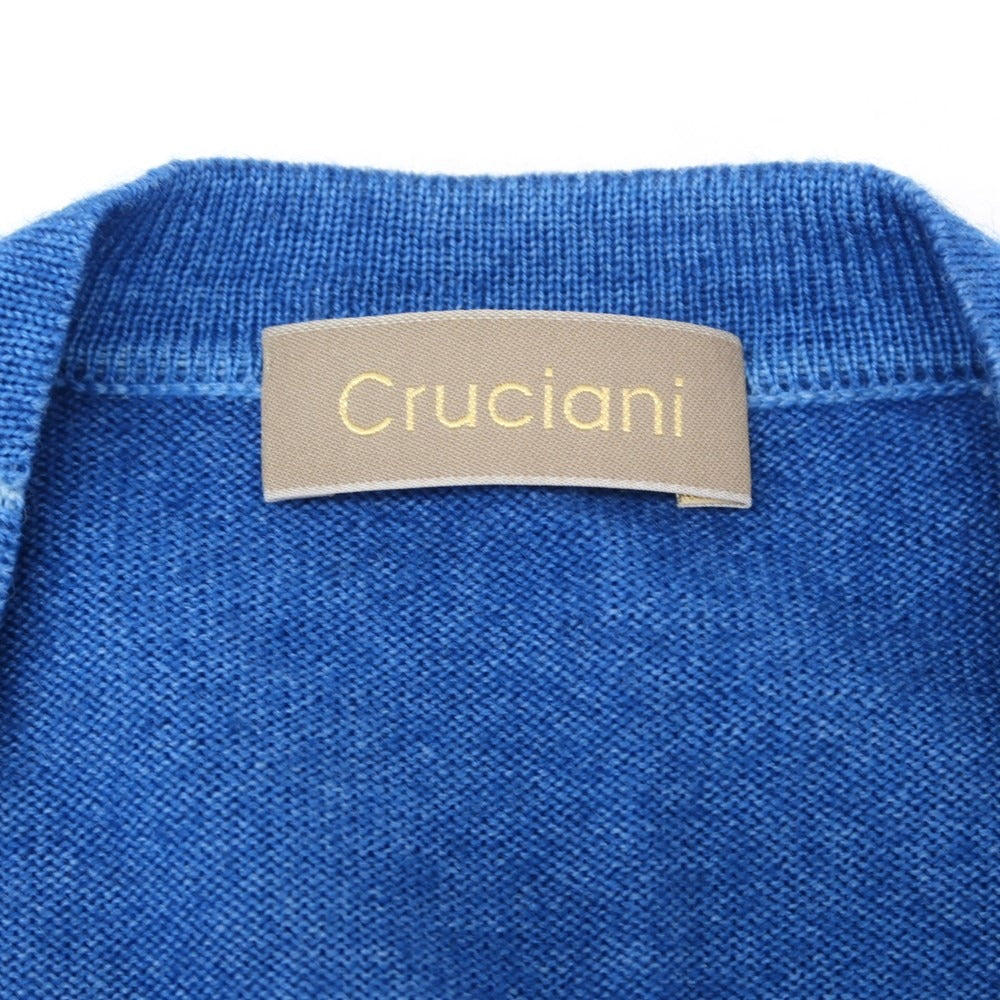 【中古】クルチアーニ CRUCIANI ウール ハイゲージ カーディガン ブルー【 46 】【 状態ランクC 】【 メンズ 】