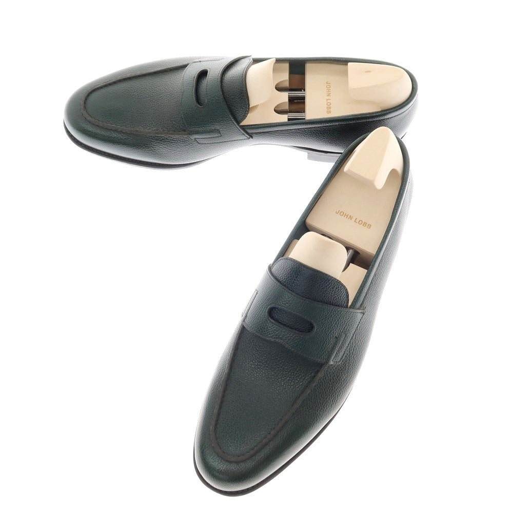 【中古】【未使用】ジョンロブ John Lobb RIO バッファローレザー コインローファー ダークグリーン【 9 1/2 E 】【 状態