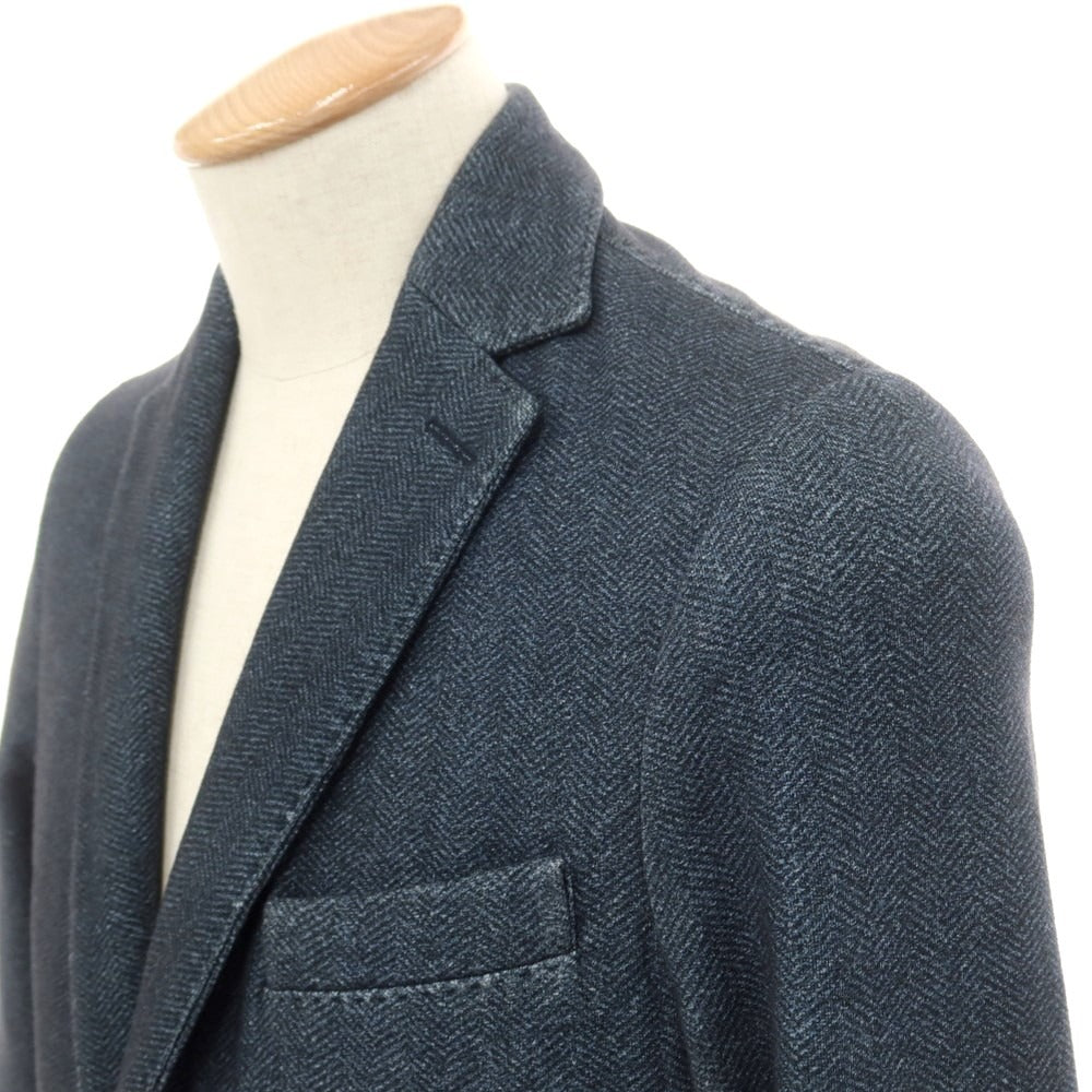 【中古】チルコロ1901 CIRCOLO 1901 コットン ジャージー ヘリンボーン 2つボタン カジュアルジャケット ネイビーxブルー【 44 】【 状態ランクD 】【 メンズ 】