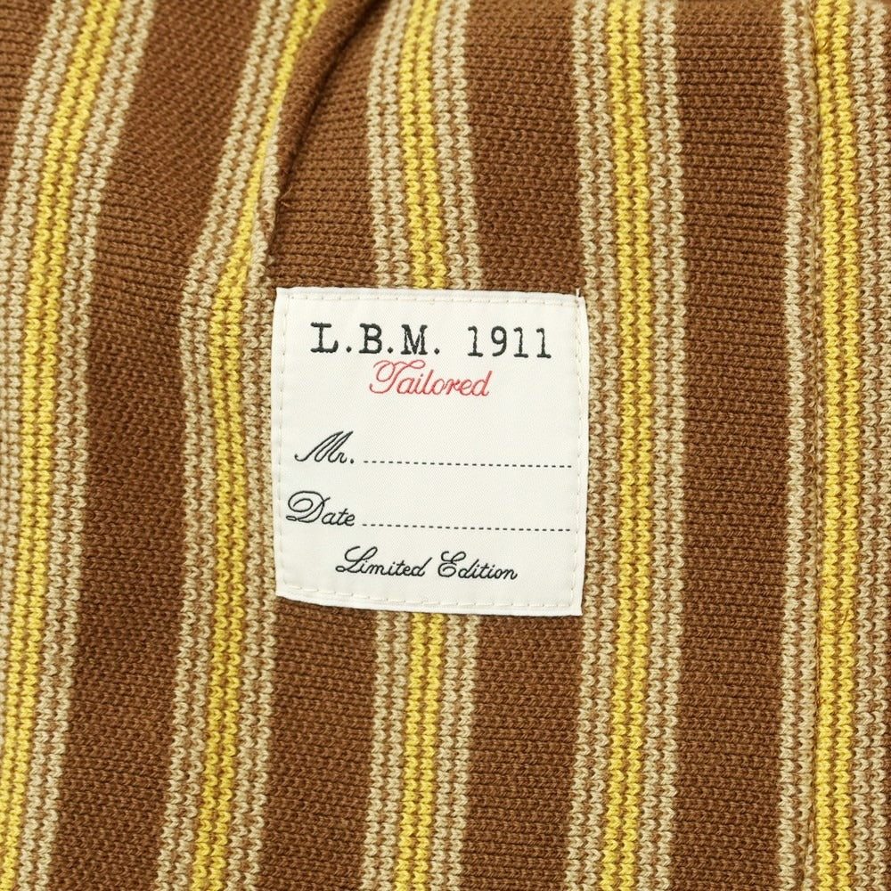 【新品】エルビーエム1911 L.B.M.1911 ミドルゲージコットン ストライプ ニットジャケット ブラウンxイエロー【 50 】【 状態ランクN 】【 メンズ 】