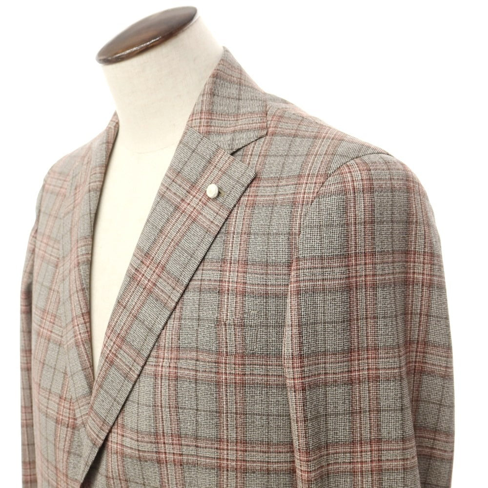 【新品】ルイジ ビアンキ マントヴァ Luigi Bianchi Mantova ウール テーラードジャケット ブラウンxピンク【サイズ50】【BRW】【S/S】【状態ランクN】【メンズ】【759380】