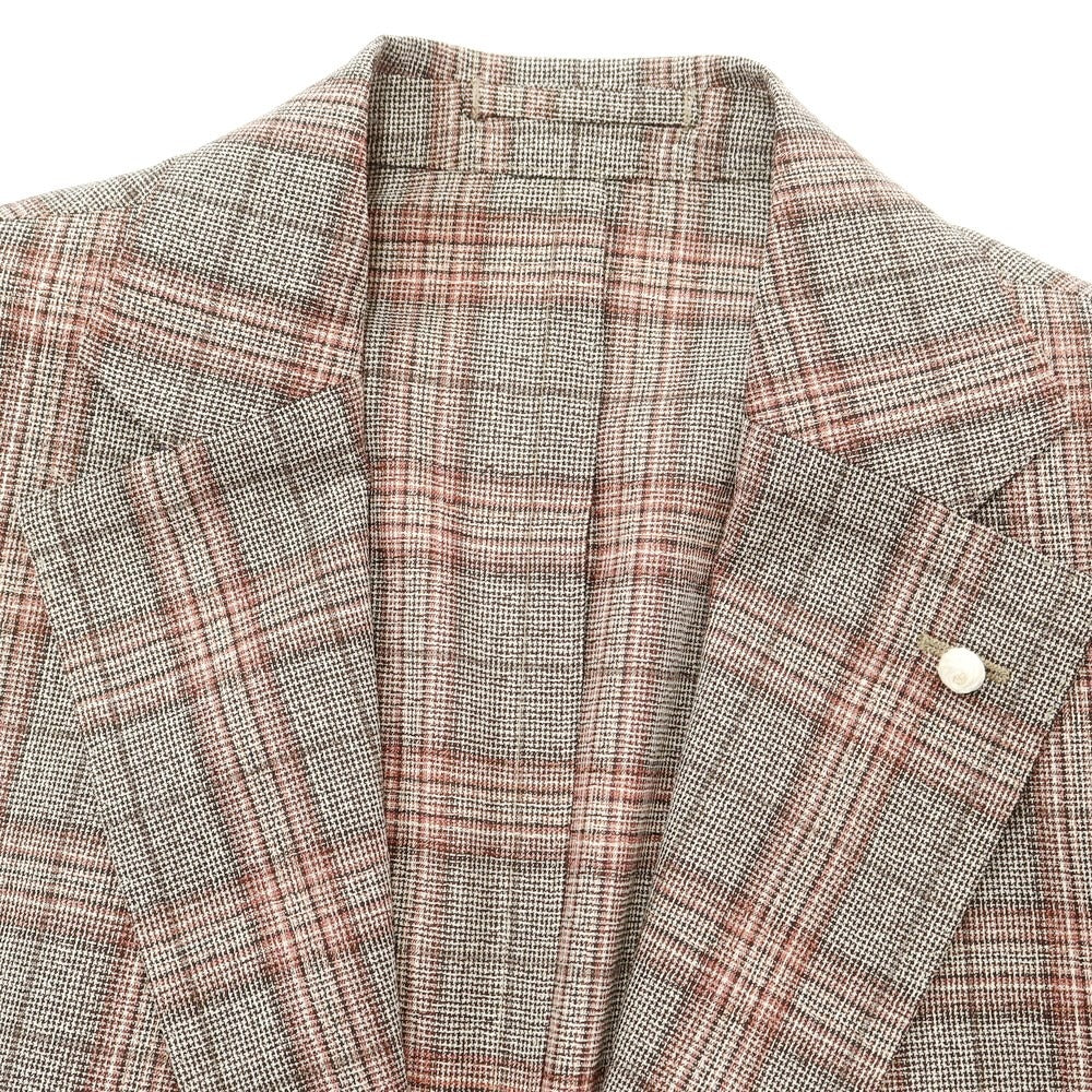 【新品】ルイジ ビアンキ マントヴァ Luigi Bianchi Mantova ウール テーラードジャケット ブラウンxピンク【サイズ50】【BRW】【S/S】【状態ランクN】【メンズ】【759380】