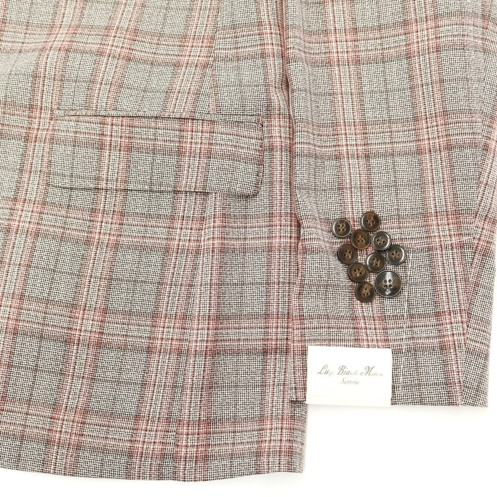 【新品】ルイジ ビアンキ マントヴァ Luigi Bianchi Mantova ウール テーラードジャケット ブラウンxピンク【サイズ50】【BRW】【S/S】【状態ランクN】【メンズ】【759380】