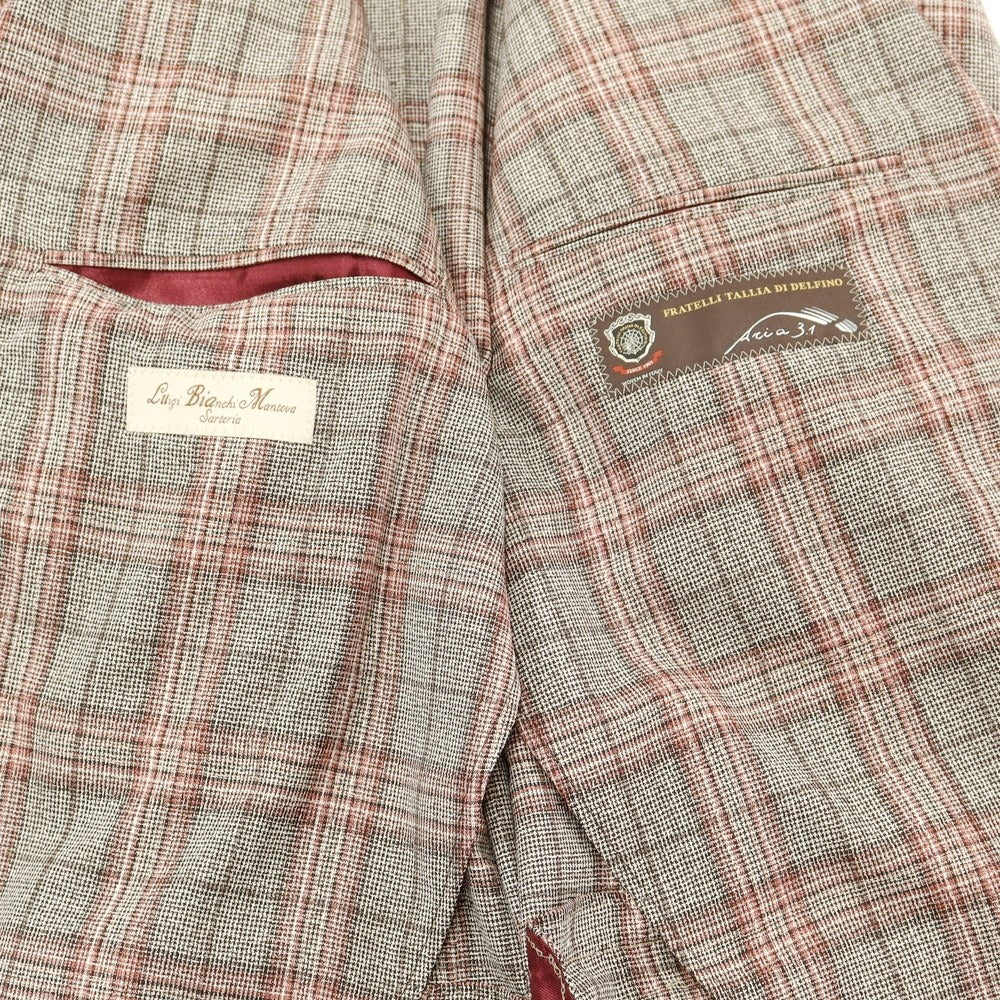 【新品】ルイジ ビアンキ マントヴァ Luigi Bianchi Mantova ウール テーラードジャケット ブラウンxピンク【サイズ50】【BRW】【S/S】【状態ランクN】【メンズ】【759380】