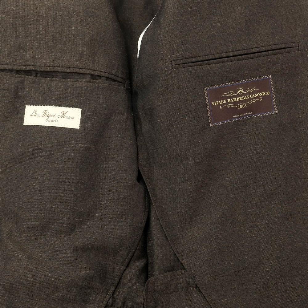 【新品】ルイジ ビアンキ マントヴァ Luigi Bianchi Mantova ウールリネン テーラードジャケット ブラウン【サイズ48】【BRW】【S/S】【状態ランクN】【メンズ】【759380】