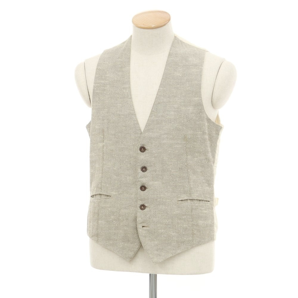 [Used] Montedoro Linen Rayon Nylon Vest Casual Gilet Greige x Off Whit