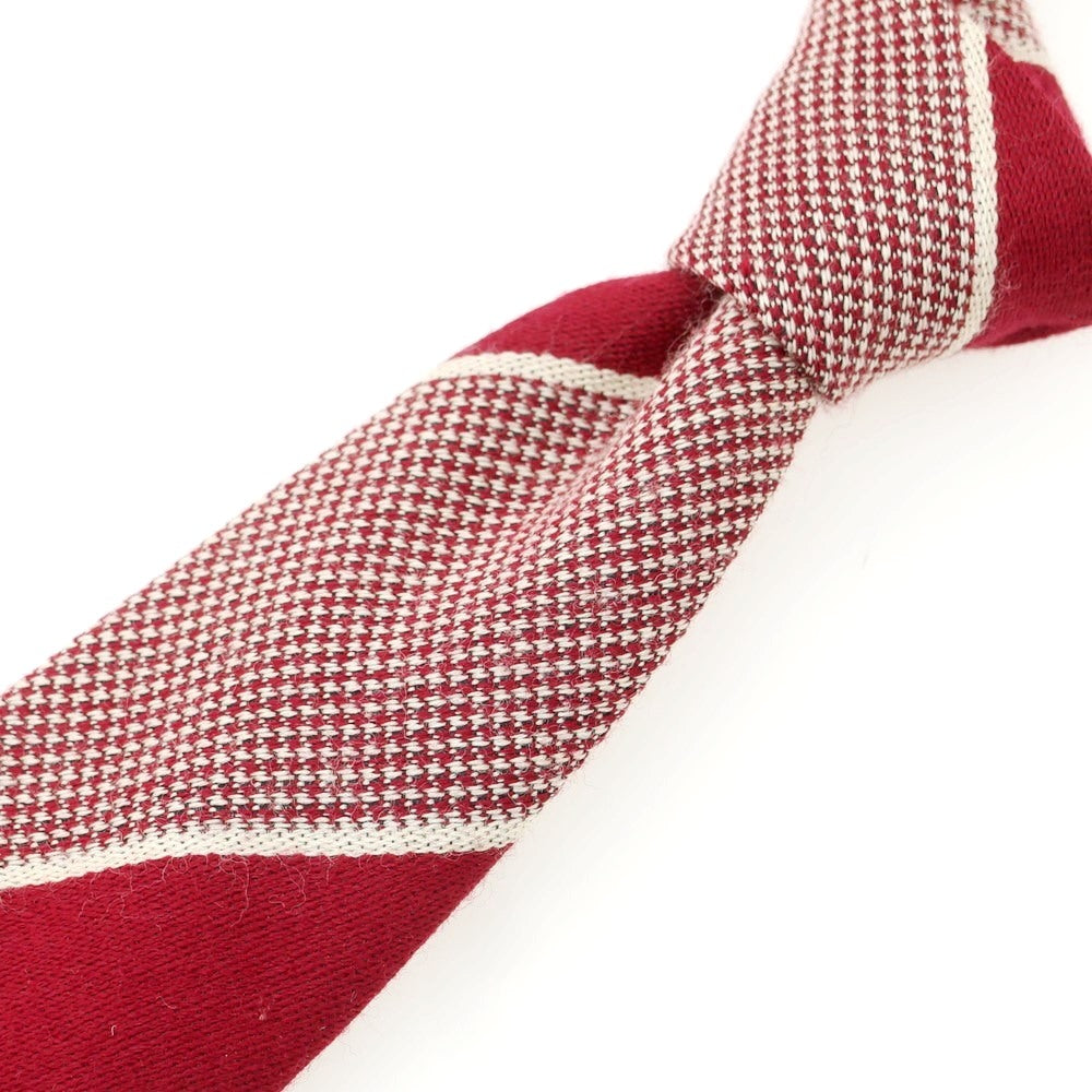 【中古】マウリツィオ バルダサーリ MAURIZIO BALDASSARI ウールシルク ストライプ柄ネクタイ ダークレッドxベージュ【 状態ランクB 】【 メンズ 】