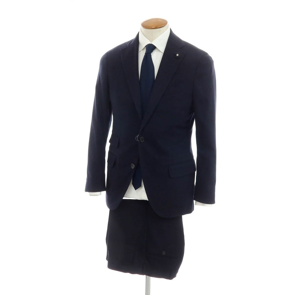 【中古】ラルディーニ LARDINI ストレッチ ウールコットン 3つボタンスーツ ネイビー【サイズ46】【NVY】【A/W】【状態ランクB