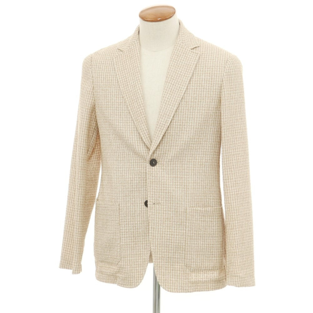 【中古】ティージャケット T-JACKET ポリエステルコットン チェック ジャケット ベージュ系【 M 】【 状態ランクB 】【 メンズ 】