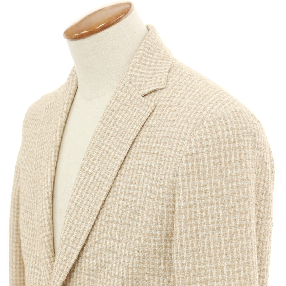 【中古】ティージャケット T-JACKET ポリエステルコットン チェック ジャケット ベージュ系【 M 】【 状態ランクB 】【 メンズ 】