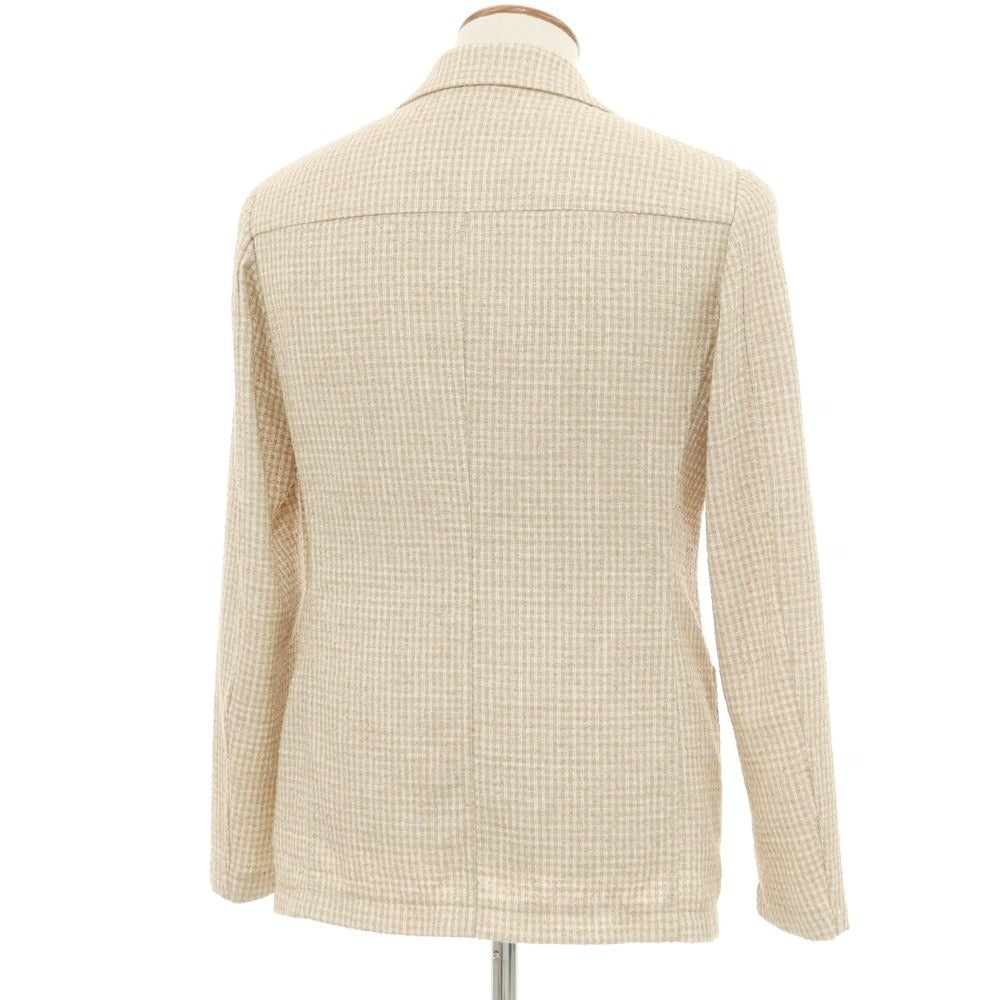 【中古】ティージャケット T-JACKET ポリエステルコットン チェック ジャケット ベージュ系【 M 】【 状態ランクB 】【 メンズ 】