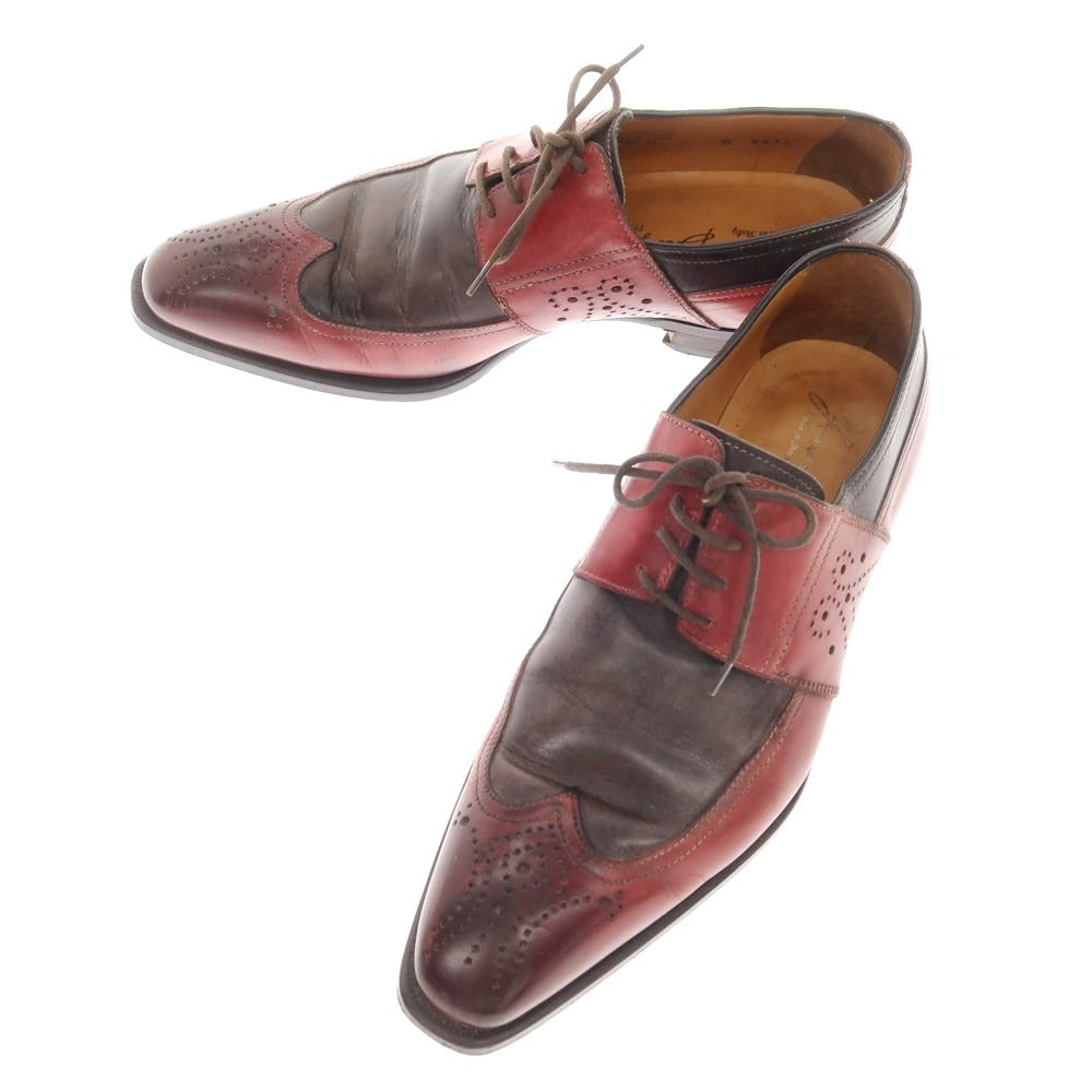 【中古】フランチェスコ ベニーニョ FRANCESCO BENIGNO ウイングチップ ドレスシューズ レッドxアッシュブラウン【 6 】【 状態ランクC 】【 メンズ 】