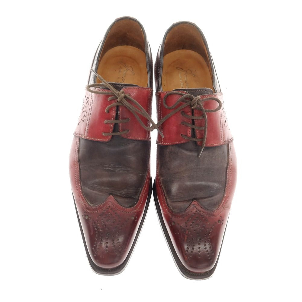 【中古】フランチェスコ ベニーニョ FRANCESCO BENIGNO ウイングチップ ドレスシューズ レッドxアッシュブラウン【 6 】【 状態ランクC 】【 メンズ 】