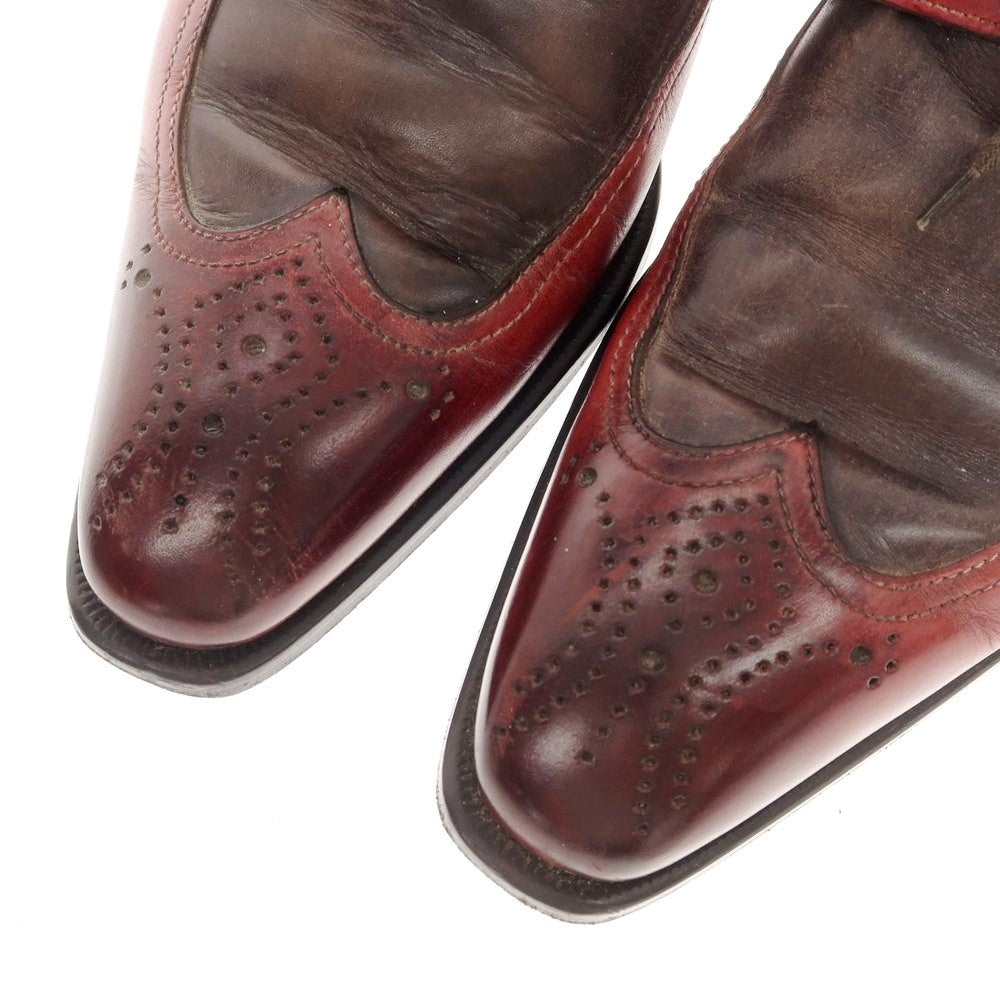 【中古】フランチェスコ ベニーニョ FRANCESCO BENIGNO ウイングチップ ドレスシューズ レッドxアッシュブラウン【 6 】【 状態ランクC 】【 メンズ 】