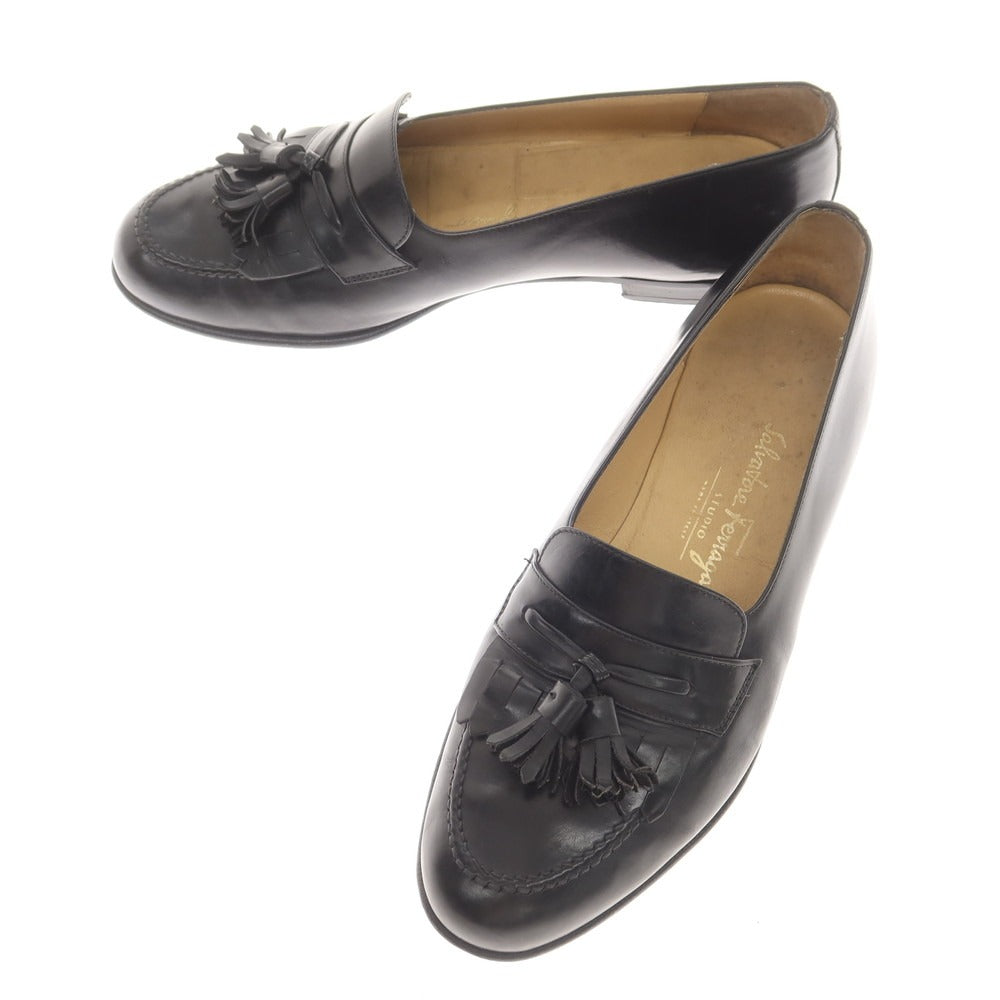 【中古】サルヴァトーレフェラガモ Salvatore Ferragamo キルトタッセル ローファー ブラック【 7.5 】【 状態ランクC