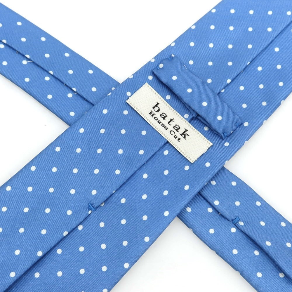 【中古】バタクハウスカット batak house cut シルク ドット柄ネクタイ ライトブルーxホワイト【 状態ランクB 】【 メンズ 】