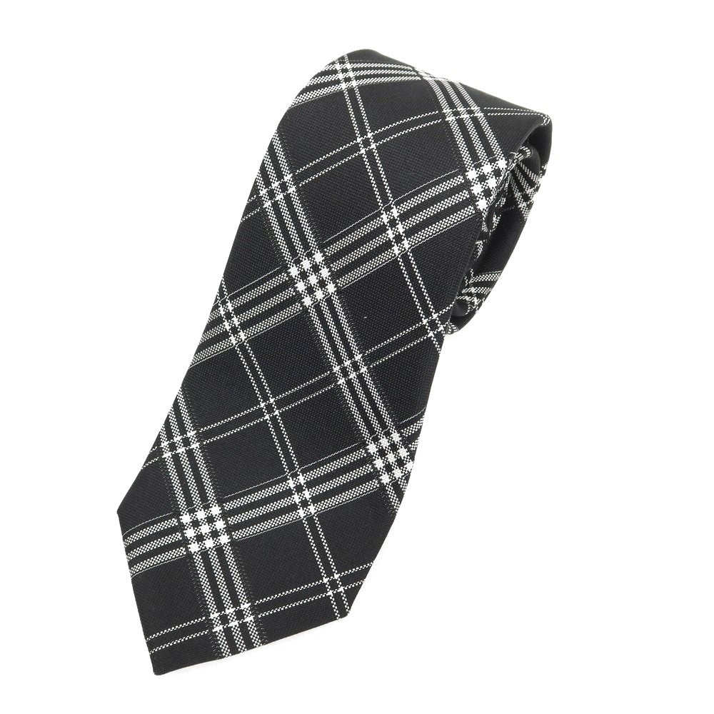 【中古】バタクハウスカット batak house cut シルク チェック柄ネクタイ ブラックxホワイト【 状態ランクB 】【 メンズ 】