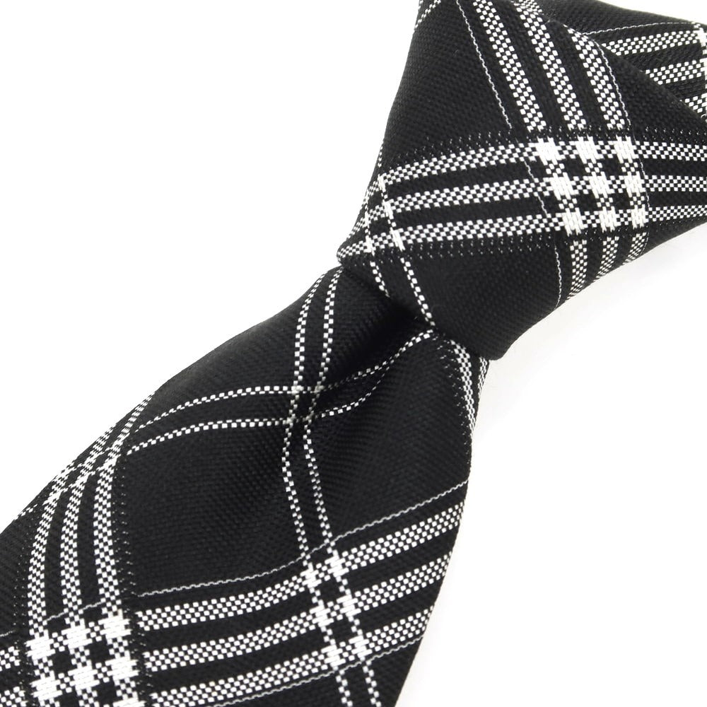 【中古】バタクハウスカット batak house cut シルク チェック柄ネクタイ ブラックxホワイト【 状態ランクB 】【 メンズ 】