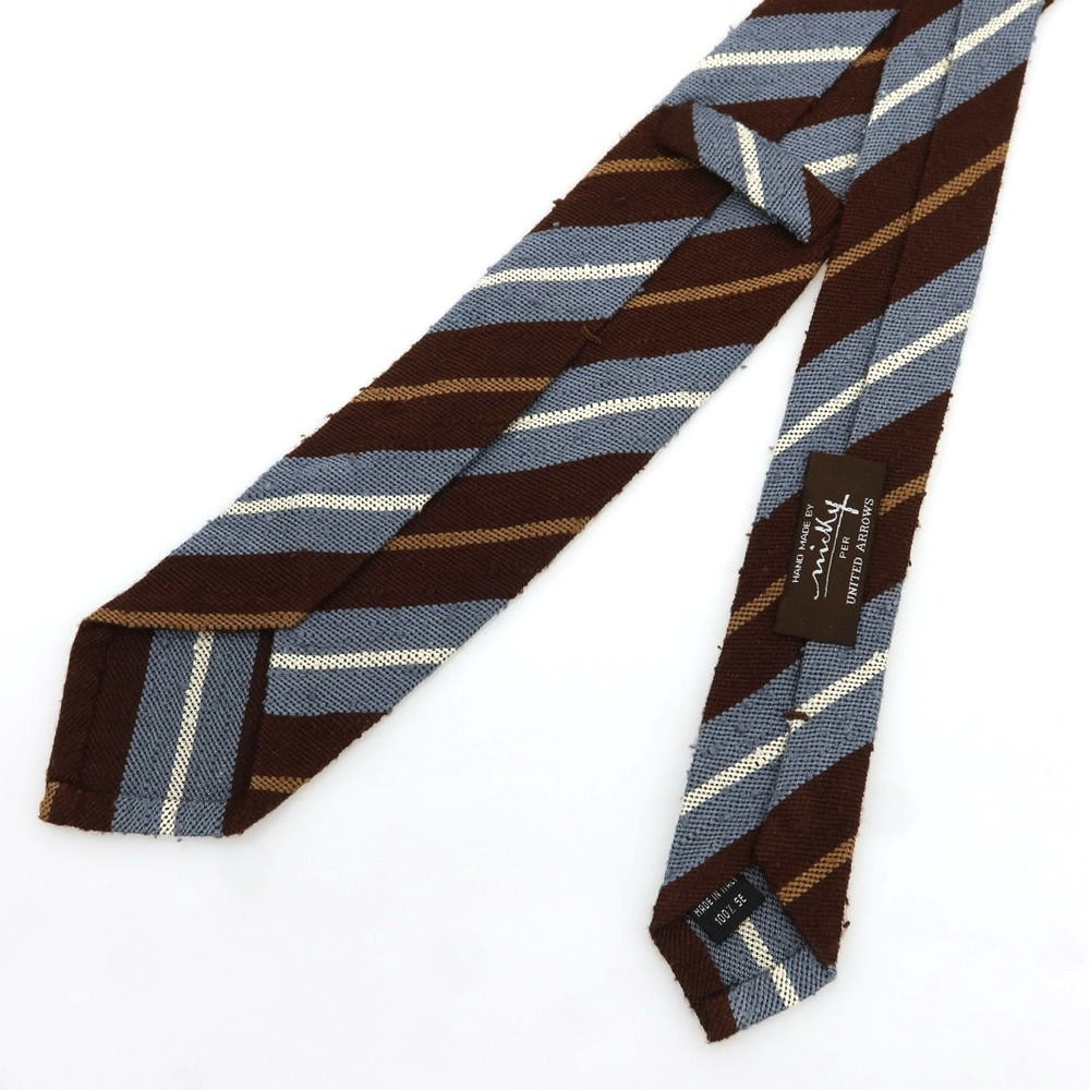 【中古】ニッキー nicky シルク ストライプ柄ネクタイ ブラウンxブルー【 状態ランクB 】【 メンズ 】